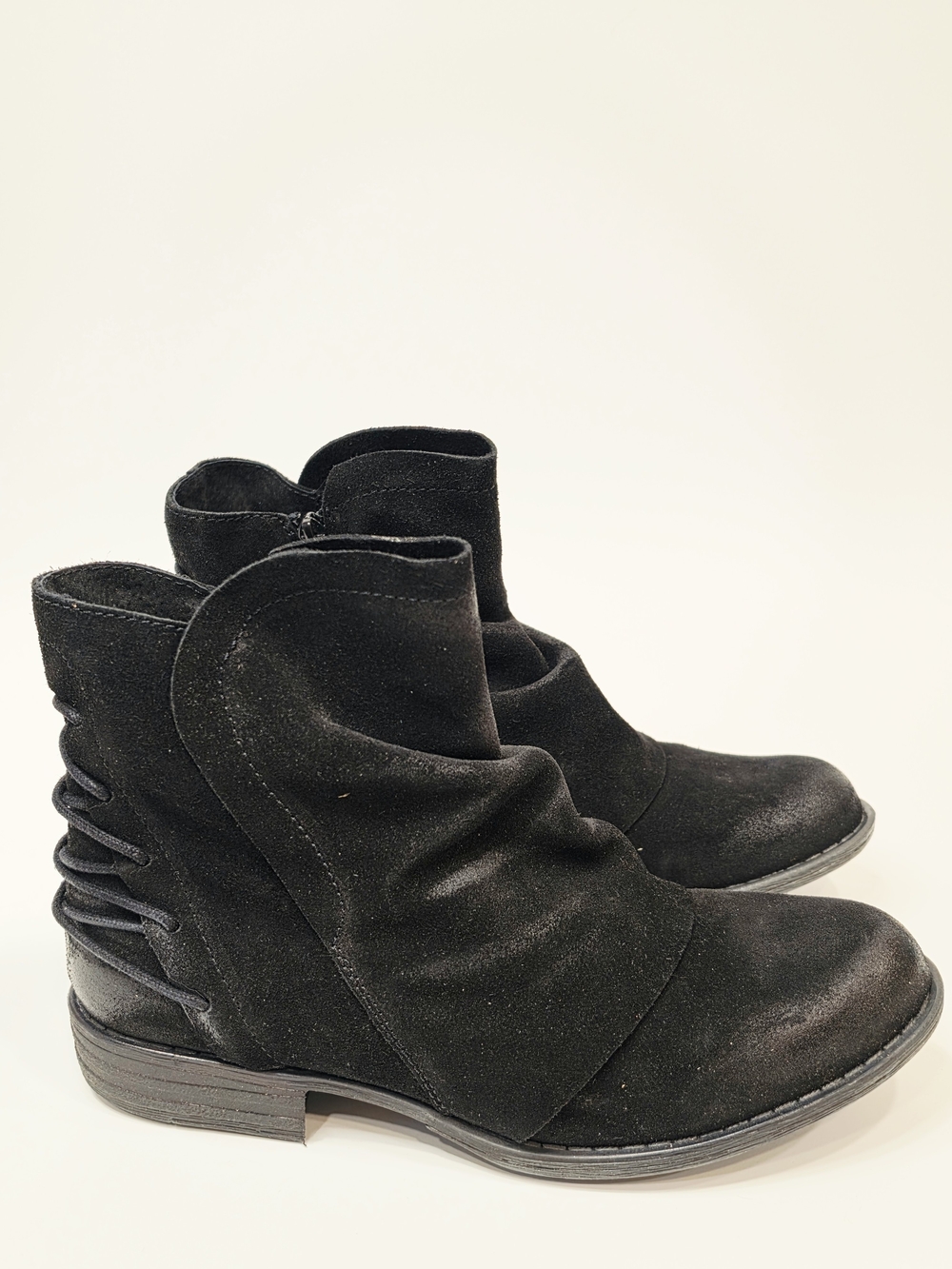 Miz Mooz Dotti Black Suede Slouch Ankle Boots with Side Zip EU 40 US 9-9.5